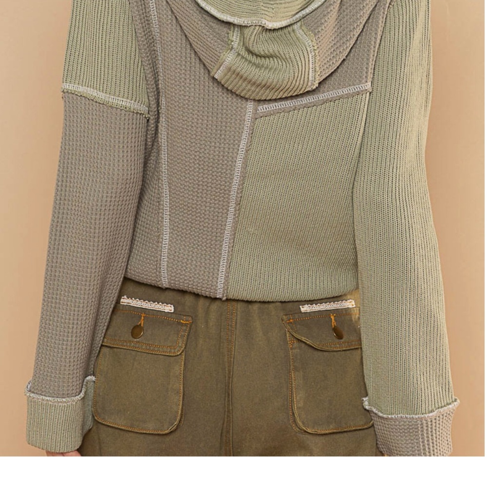 💙 $36 STARTS #284 POL Knit Color Block Hoodie Jacket Top Long Sleeves SR20 - Picture 5 of 16